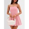 imagePRETTYGARDEN Womens Summer Strapless Mini Party Dress Spring Casual Tube Top Ruffle A Line Short Patchwork SundressesPink