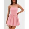 imagePRETTYGARDEN Womens Summer Strapless Mini Party Dress Spring Casual Tube Top Ruffle A Line Short Patchwork SundressesPink