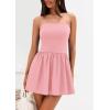 imagePRETTYGARDEN Womens Summer Strapless Mini Party Dress Spring Casual Tube Top Ruffle A Line Short Patchwork SundressesPink