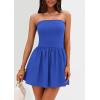 imagePRETTYGARDEN Womens Summer Strapless Mini Party Dress Spring Casual Tube Top Ruffle A Line Short Patchwork SundressesRoyal Blue