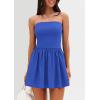 imagePRETTYGARDEN Womens Summer Strapless Mini Party Dress Spring Casual Tube Top Ruffle A Line Short Patchwork SundressesRoyal Blue