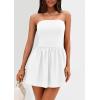 imagePRETTYGARDEN Womens Summer Strapless Mini Party Dress Spring Casual Tube Top Ruffle A Line Short Patchwork SundressesWhite