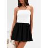imagePRETTYGARDEN Womens Summer Strapless Mini Party Dress Spring Casual Tube Top Ruffle A Line Short Patchwork SundressesWhite Black
