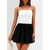 imagePRETTYGARDEN Womens Summer Strapless Mini Party Dress Spring Casual Tube Top Ruffle A Line Short Patchwork SundressesWhite Black