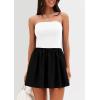 imagePRETTYGARDEN Womens Summer Strapless Mini Party Dress Spring Casual Tube Top Ruffle A Line Short Patchwork SundressesWhite Black