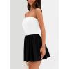 imagePRETTYGARDEN Womens Summer Strapless Mini Party Dress Spring Casual Tube Top Ruffle A Line Short Patchwork SundressesWhite Black