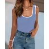 imagePRETTYGARDEN Womens Summer Tank Top Ribbed Knit Scoop Neck Sleeveless Color Block Slim Fitted Tops Basic Casual Tee Shirts