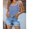 imagePRETTYGARDEN Womens Summer Tank Top Ribbed Knit Scoop Neck Sleeveless Color Block Slim Fitted Tops Basic Casual Tee Shirts