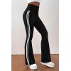 imagePRETTYGARDEN Womens Summer Yoga Pants High Waisted Sweatpants Casual Striped Bootcut Flare Workout Leggings Striped BlackMedium