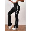 imagePRETTYGARDEN Womens Summer Yoga Pants High Waisted Sweatpants Casual Striped Bootcut Flare Workout Leggings Striped BlackMedium