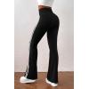 imagePRETTYGARDEN Womens Summer Yoga Pants High Waisted Sweatpants Casual Striped Bootcut Flare Workout Leggings Striped BlackMedium