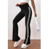 imagePRETTYGARDEN Womens Summer Yoga Pants High Waisted Sweatpants Casual Striped Bootcut Flare Workout Leggings Striped BlackMedium