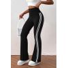 imagePRETTYGARDEN Womens Summer Yoga Pants High Waisted Sweatpants Casual Striped Bootcut Flare Workout Leggings Striped BlackMedium
