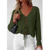 imagePRETTYGARDEN Womens Tie Front Cardigan Summer 2026 Long Sleeve Crochet Sweaters Cardigan Boho Cover Up Beach Vacation ClothesArmy Green