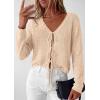 imagePRETTYGARDEN Womens Tie Front Cardigan Summer 2026 Long Sleeve Crochet Sweaters Cardigan Boho Cover Up Beach Vacation ClothesBeige
