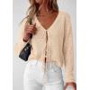imagePRETTYGARDEN Womens Tie Front Cardigan Summer 2026 Long Sleeve Crochet Sweaters Cardigan Boho Cover Up Beach Vacation ClothesBeige