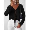 imagePRETTYGARDEN Womens Tie Front Cardigan Summer 2026 Long Sleeve Crochet Sweaters Cardigan Boho Cover Up Beach Vacation ClothesBlack