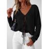 imagePRETTYGARDEN Womens Tie Front Cardigan Summer 2026 Long Sleeve Crochet Sweaters Cardigan Boho Cover Up Beach Vacation ClothesBlack