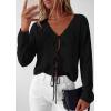 imagePRETTYGARDEN Womens Tie Front Cardigan Summer 2026 Long Sleeve Crochet Sweaters Cardigan Boho Cover Up Beach Vacation ClothesBlack