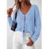 imagePRETTYGARDEN Womens Tie Front Cardigan Summer 2026 Long Sleeve Crochet Sweaters Cardigan Boho Cover Up Beach Vacation ClothesLight Blue