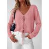 imagePRETTYGARDEN Womens Tie Front Cardigan Summer 2026 Long Sleeve Crochet Sweaters Cardigan Boho Cover Up Beach Vacation ClothesPink