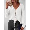 imagePRETTYGARDEN Womens Tie Front Cardigan Summer 2026 Long Sleeve Crochet Sweaters Cardigan Boho Cover Up Beach Vacation ClothesWhite