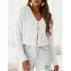 imagePRETTYGARDEN Womens Tie Front Cardigan Summer 2026 Long Sleeve Crochet Sweaters Cardigan Boho Cover Up Beach Vacation ClothesWhite