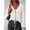 imagePRETTYGARDEN Womens Tie Front Cardigan Summer 2026 Long Sleeve Crochet Sweaters Cardigan Boho Cover Up Beach Vacation ClothesWhite