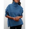 imagePRETTYGARDEN Womens Turtleneck Oversized Sweater Long Sleeve Chunky Knit Pullover Casual Winter Jumper Tops Denim BlueLarge