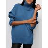 imagePRETTYGARDEN Womens Turtleneck Oversized Sweater Long Sleeve Chunky Knit Pullover Casual Winter Jumper Tops Denim BlueLarge