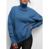 imagePRETTYGARDEN Womens Turtleneck Oversized Sweater Long Sleeve Chunky Knit Pullover Casual Winter Jumper Tops Denim BlueLarge