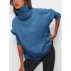 imagePRETTYGARDEN Womens Turtleneck Oversized Sweater Long Sleeve Chunky Knit Pullover Casual Winter Jumper Tops Denim BlueLarge