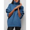 imagePRETTYGARDEN Womens Turtleneck Oversized Sweater Long Sleeve Chunky Knit Pullover Casual Winter Jumper Tops Denim BlueLarge