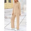 imagePRETTYGARDEN Womens Winter 2 Piece Sweater Set Long Sleeve Quarter Zip Sweatshirt Wide Leg Pants Fall Outfits Tracksuit