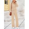 imagePRETTYGARDEN Womens Winter 2 Piece Sweater Set Long Sleeve Quarter Zip Sweatshirt Wide Leg Pants Fall Outfits Tracksuit