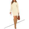 imagePRETTYGARDEN Womens Winter Long Sleeve Short Sweater Dress Chunky Ribbed Knit Tunic Pullover Oversized Fall Sweaters ApricotMedium