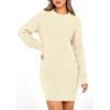 imagePRETTYGARDEN Womens Winter Long Sleeve Short Sweater Dress Chunky Ribbed Knit Tunic Pullover Oversized Fall Sweaters ApricotMedium