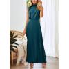 imageSummer Long Formal Satin Dress Mock Neck Sleeveless Side Slit Flowy Maxi Tank Dresses