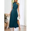 imageSummer Long Formal Satin Dress Mock Neck Sleeveless Side Slit Flowy Maxi Tank Dresses
