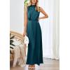 imageSummer Long Formal Satin Dress Mock Neck Sleeveless Side Slit Flowy Maxi Tank Dresses