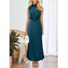 imageSummer Long Formal Satin Dress Mock Neck Sleeveless Side Slit Flowy Maxi Tank Dresses