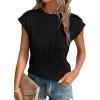 imagePRETTYGARDEN Blouses for Women Dressy Casual 2026 Spring Summer Business Office Tops Cap Sleeve Textured Cute Work ShirtBlack