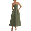 imagePRETTYGARDEN Cocktail Dresses for Women 2026 Summer Formal Elegant Tube Top Strapless Spring Wedding Guest Party Midi DressArmy Green