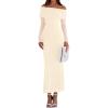 imagePRETTYGARDEN Fall Dresses for Women 2026 Elegant Off The Shoulder Long Sleeve Formal Wedding Guest Bodycon Maxi DressApricot
