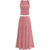 imagePRETTYGARDEN Skirt Sets Women 2 Piece Outfits 2025 Summer Casual Knit Tank Tops Flowy Midi Skirts Matching Vacation Clothes