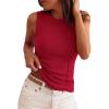 imagePRETTYGARDEN Sleeveless Tops for Women 2026 Summer Ribbed Tank Top Fitted Shirts Basic Tees Cute Spring Going Out Y2k ClothesRed