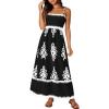 imagePRETTYGARDEN Summer Dress for Women 2026 Floral Sundress Spaghetti Strap Flowy Beach Vacation Boho Maxi DressesBlack White Floral
