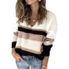 imagePRETTYGARDEN Sweaters for Women 2026 Long Sleeve Striped Knitted V Neck Pullover Jumper Tops Fall Outfits Fashion ClothingWide Striped Pink