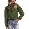 imagePRETTYGARDEN Tops for Women 2026 Spring Long Sleeve Blouses Dressy Casual Embroidered Eyelet Shirts Fall Going Out OutfitsArmy Green