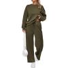 imagePRETTYGARDEN Womens 2 Piece Outfits 2026 Fall Long Sleeve Sweatshirt Wide Leg Pants Lounge Sets Winter Sweatsuits TracksuitArmy Green